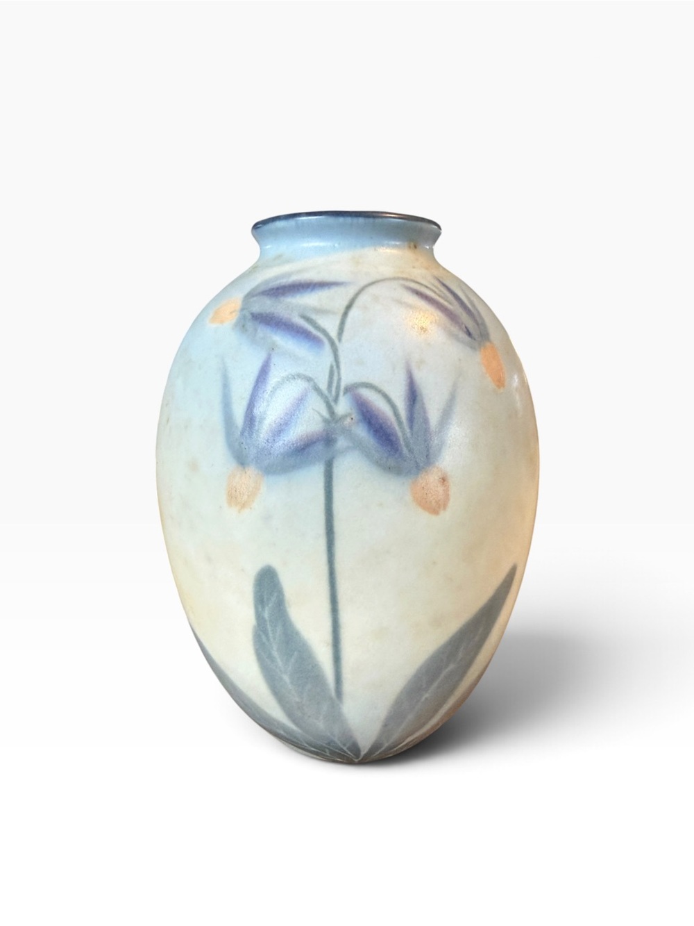 1925 Rookwood Pottery Lorinda Epply Floral Vellum Vase 2187 Signed Blue Floral